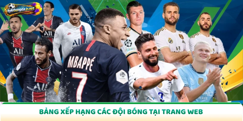 Bảng xếp hạng các đội bóng tại trang web